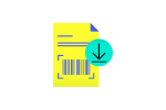 Ilustração de um boleto de cobrança com sinal de download